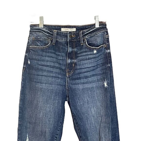 Willow & Root Distressed Frayed Knees Blue Denim Jeans, size 27 - Picture 2 of 7